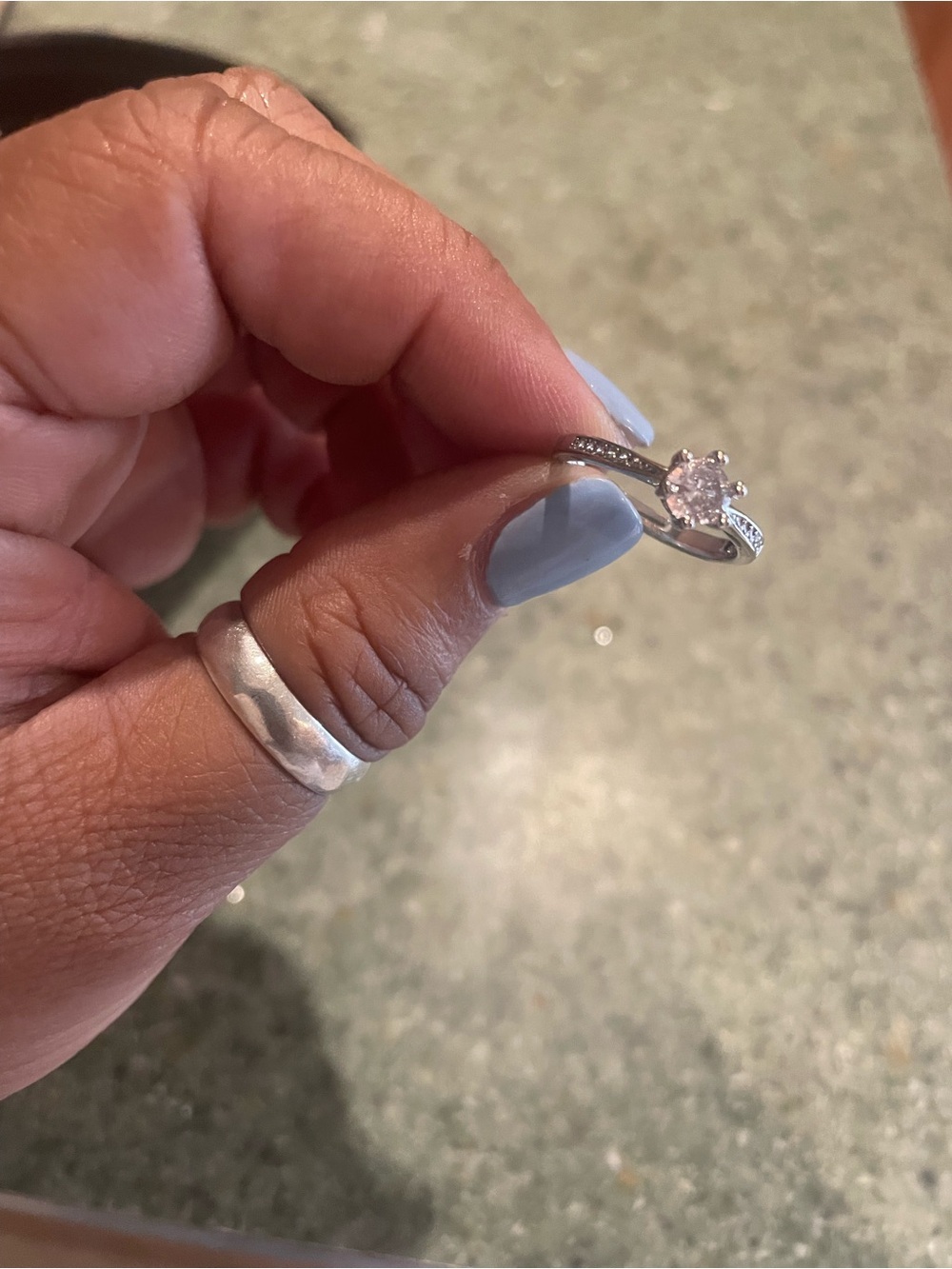 Solitaire Engagement Ring with Clear Stone - Silver